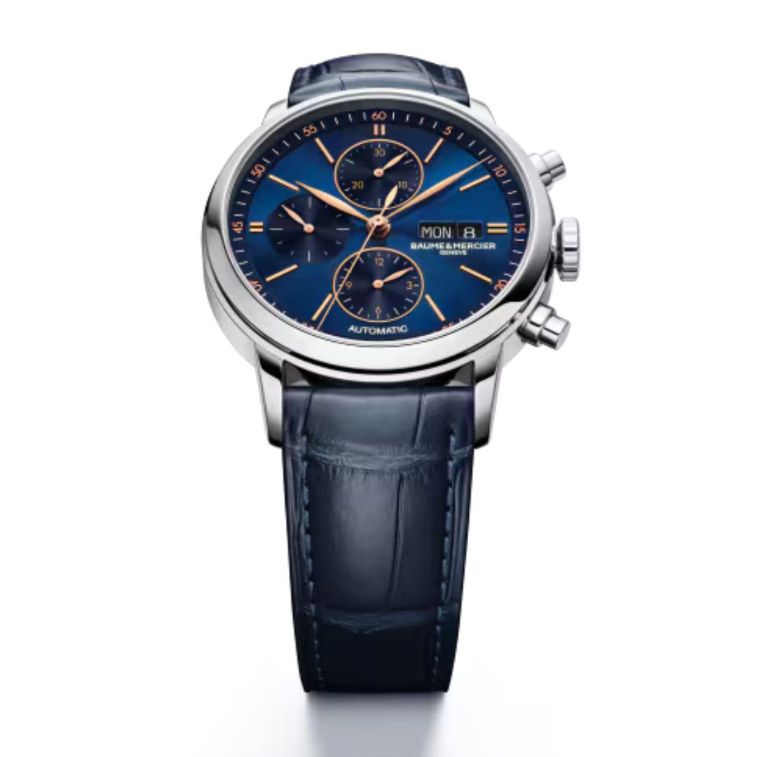 Reloj esfera y correa azul baume mercier classima