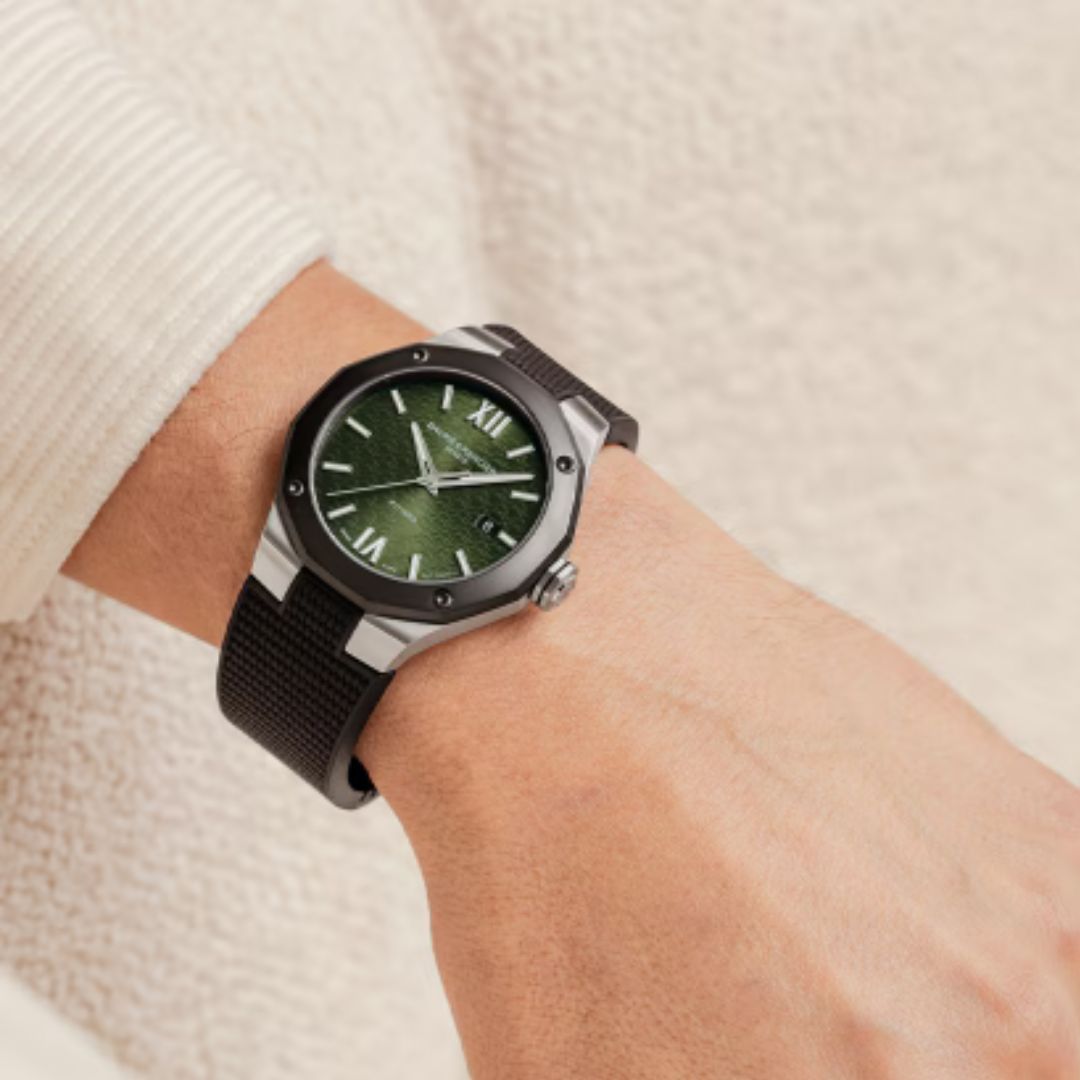 Reloj riviera baume mercier esfera verde correa caucho
