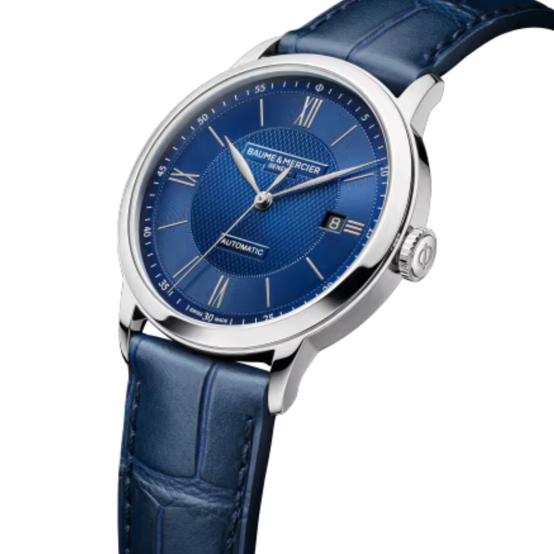 Reloj baume mercier correa y esfera azul