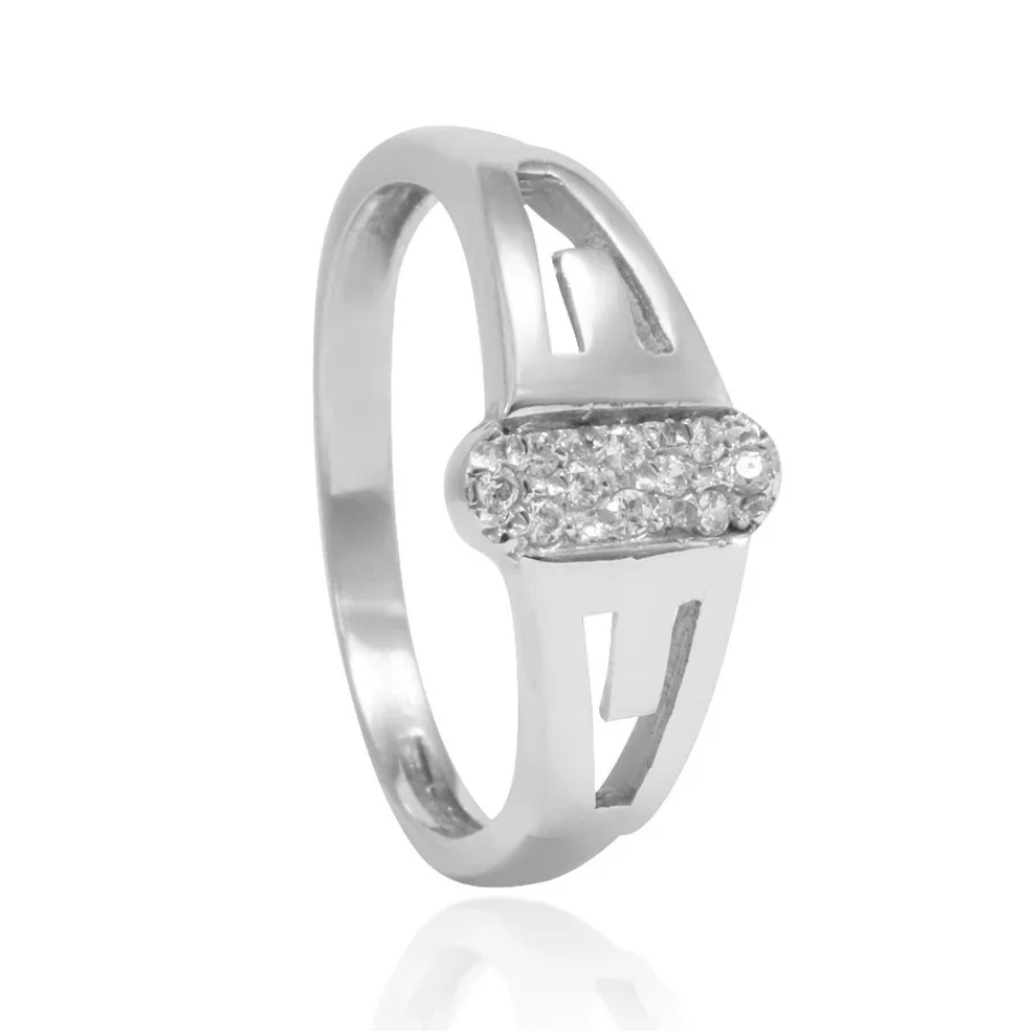 anillo oro blanco 18kt on circonitas joyería pamplona