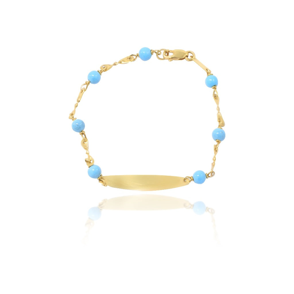 Pulsera niña oro 18kt y turquesa joyería pamplona