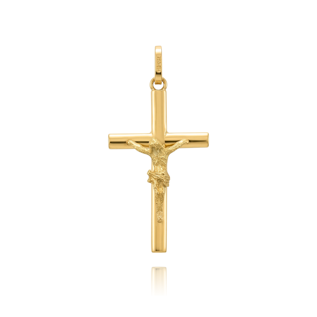 Cruz de oro amarillo cristo relieve