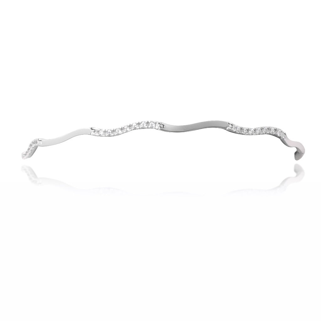 Pulsera de oro blanco de 18kt con circonitas joyería pamplona