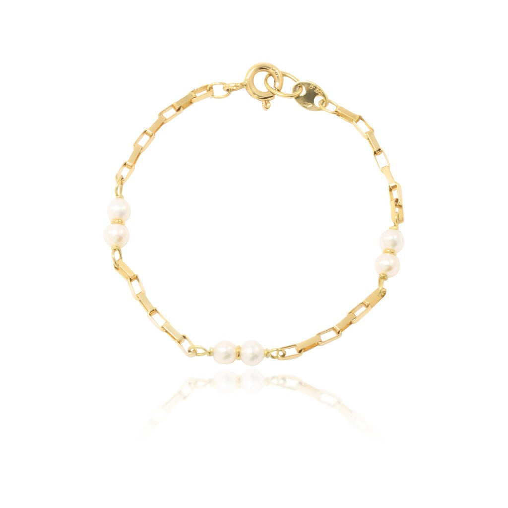 Pulsera de oro 18kt y perlas joyería pamplona