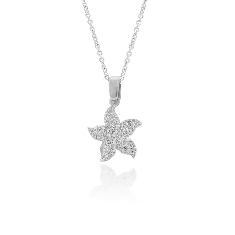 Colgante de estrella con circonitas de oro blanco 18 quilates