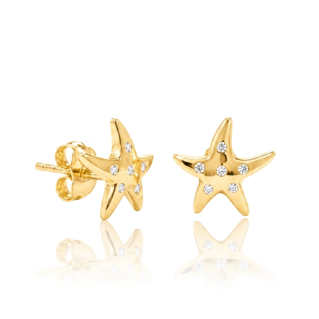 Pendientes niña oro amarillo 18k circonitas