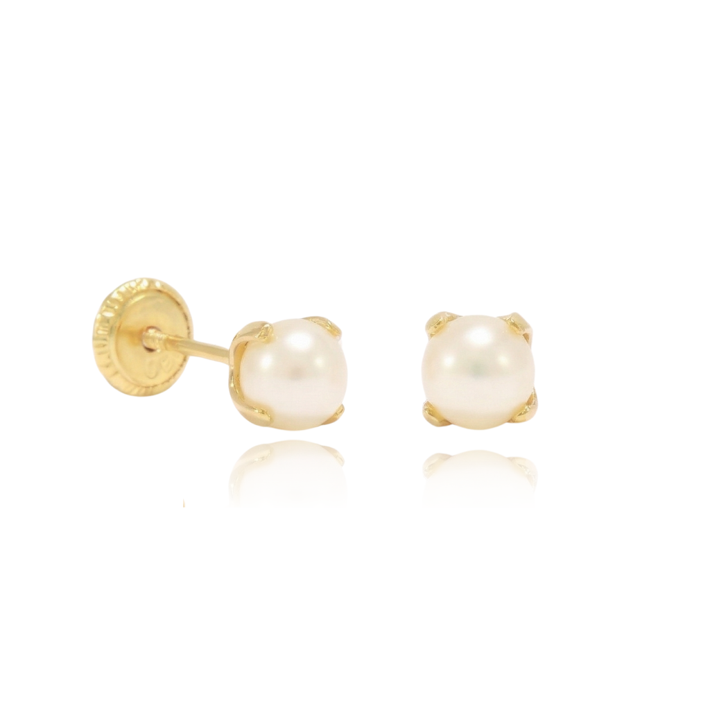 Pendientes de bebé oro amarillo con perla