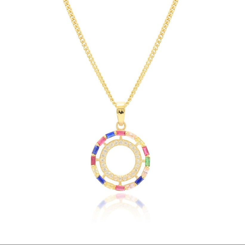 Colgante oro amarillo 18 quilates circonitas de colores