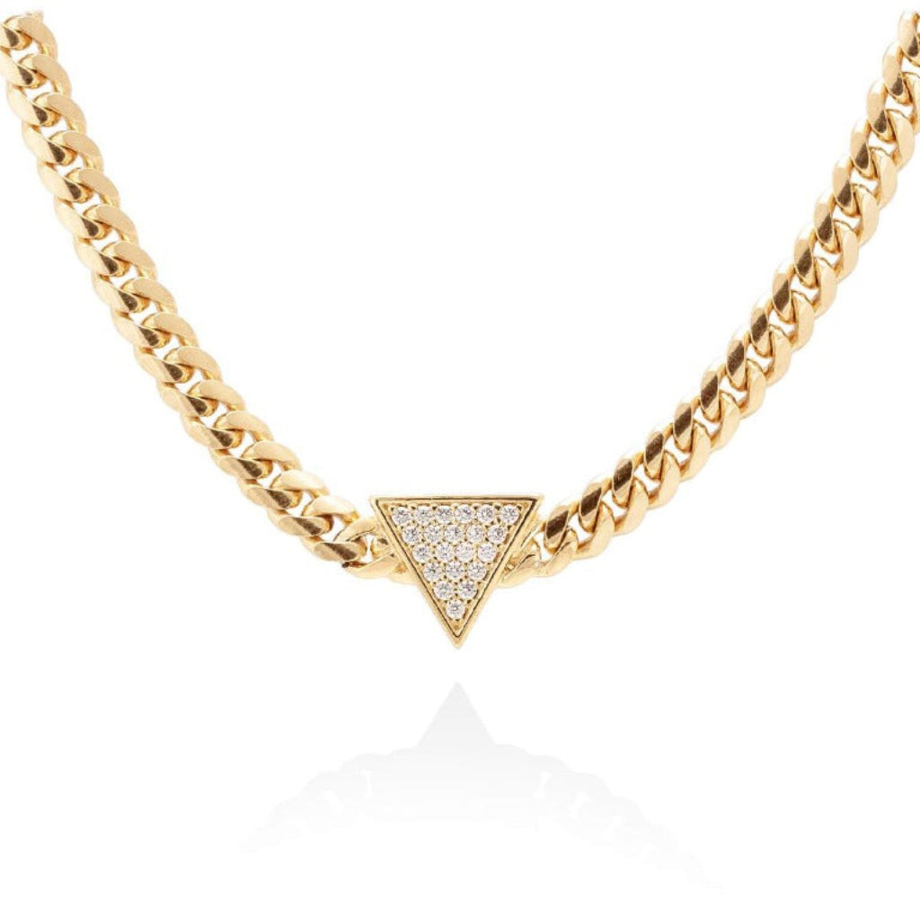 Gargantilla de plata de primera ley (925) chapada en oro amarillo de 18 quilates y circonita incolora