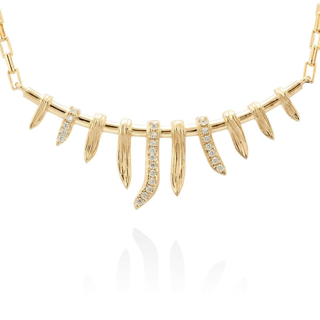 Gargantilla de plata de primera ley (925) chapada en oro amarillo de 18 quilates y circonita incolora