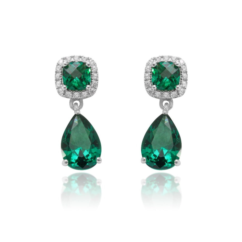Pendientes verdes de plata. Joyeria Pamplona