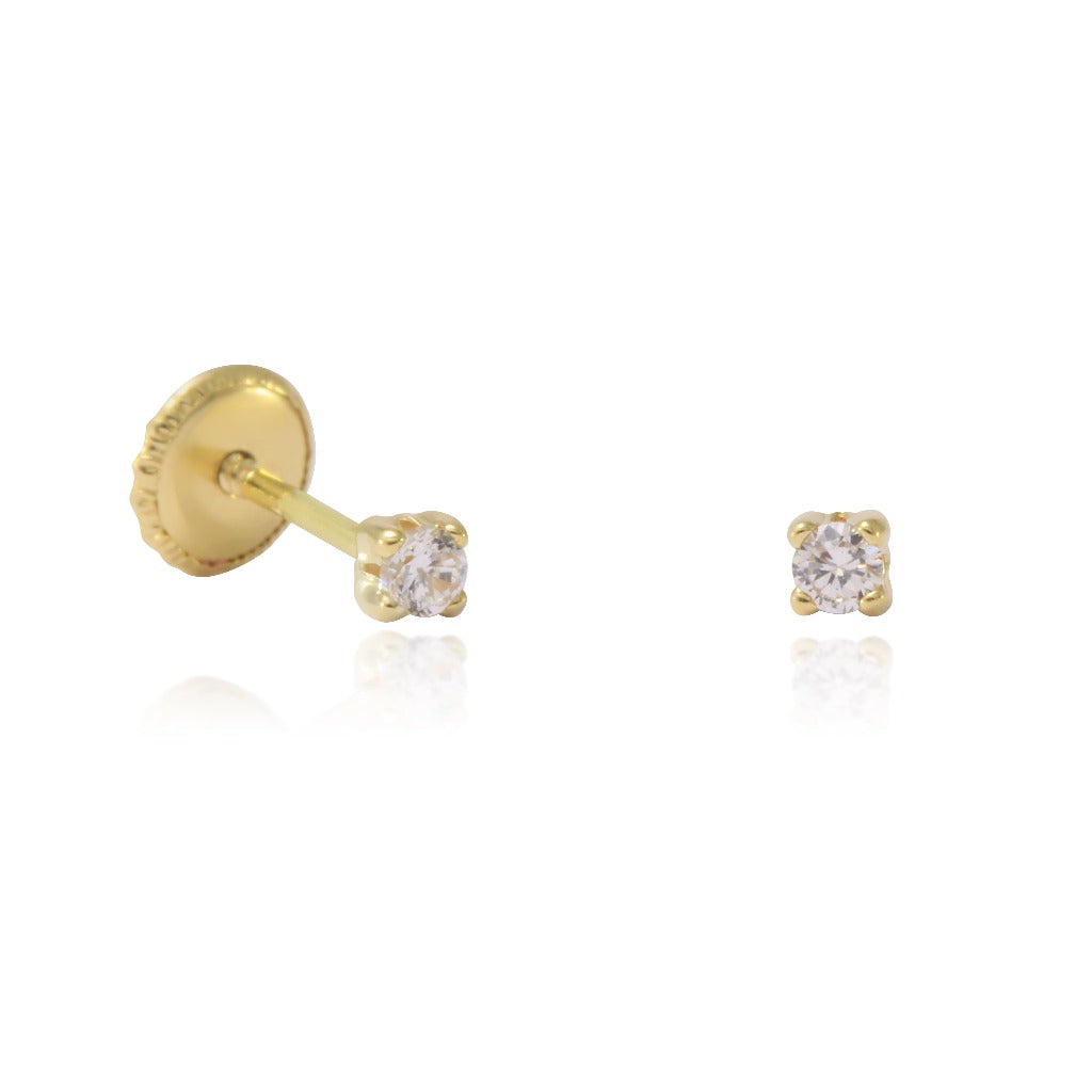 Pendientes bebe en oro amarillo de 18kt con circonita joyeria pamplona