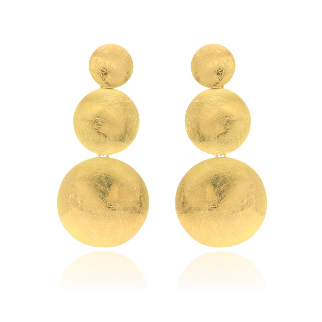 Pendientes realizados oro amarillo de 18 quilates compuestos por tres motivos circulares