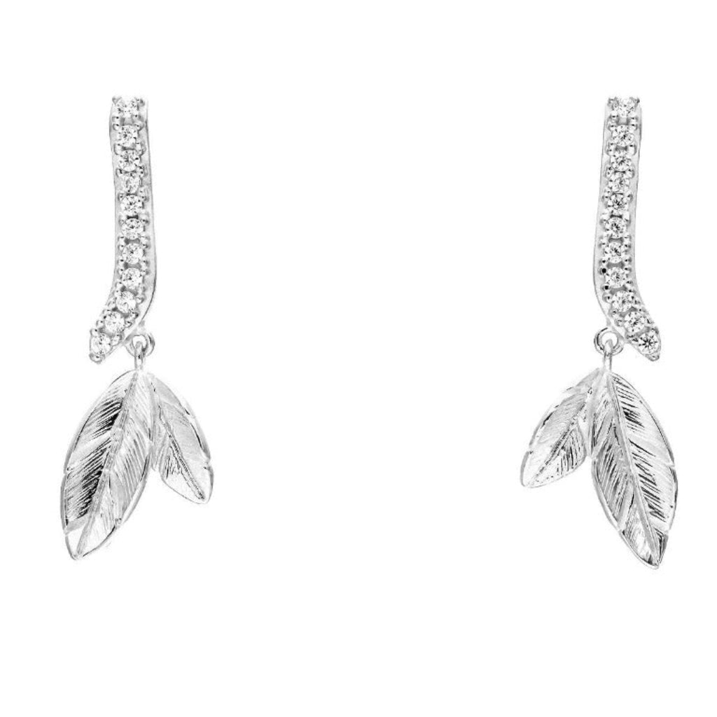 Pendientes de plata de primera ley (925) con baño de rodio y circonita incolora