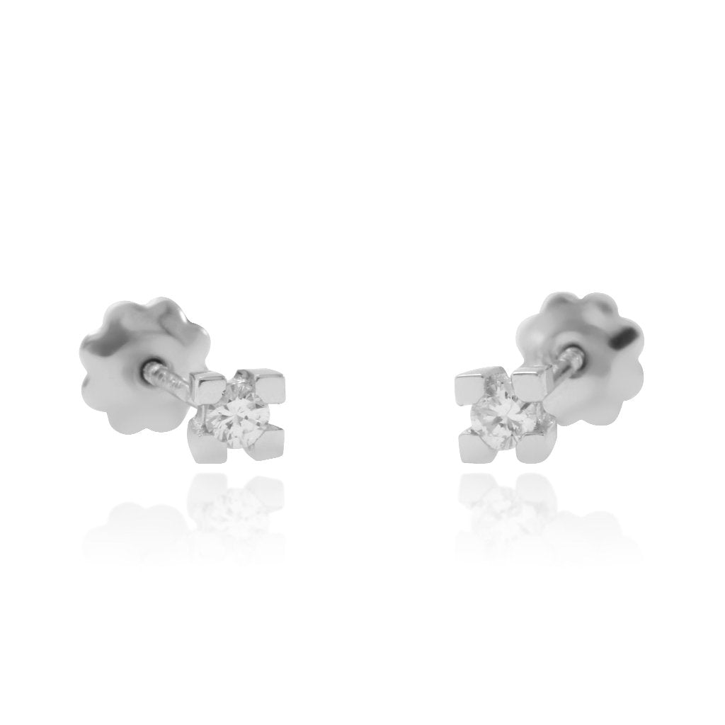 Pendientes de bebé oro blanco y diamantes Pamplona