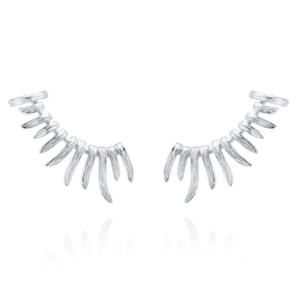 Pendientes trepadores de plata de primera ley (925) con baño de rodio