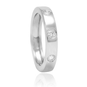 anillo oro blanco 18kt con diamantes joyería pamplona