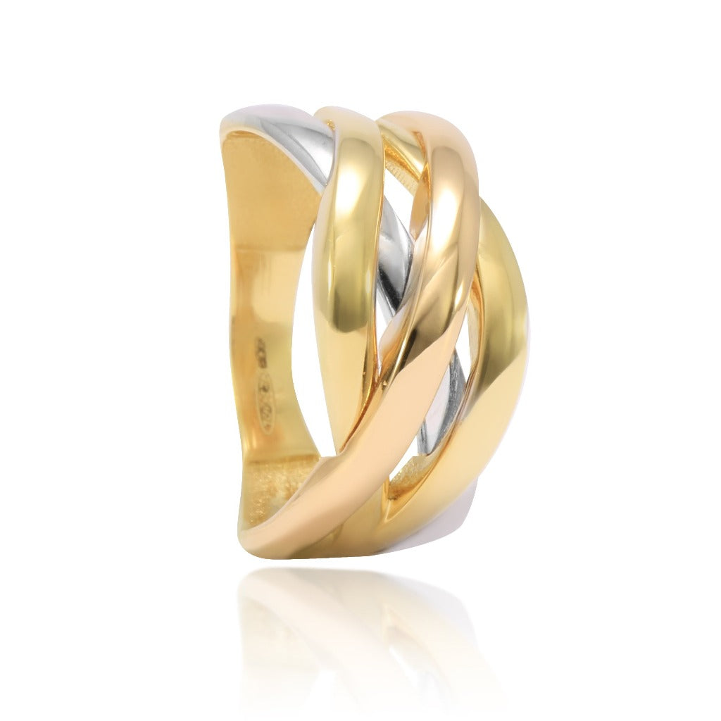 anillo oro amarillo, oro blanco y oro rosa 18kt joyería pamplona