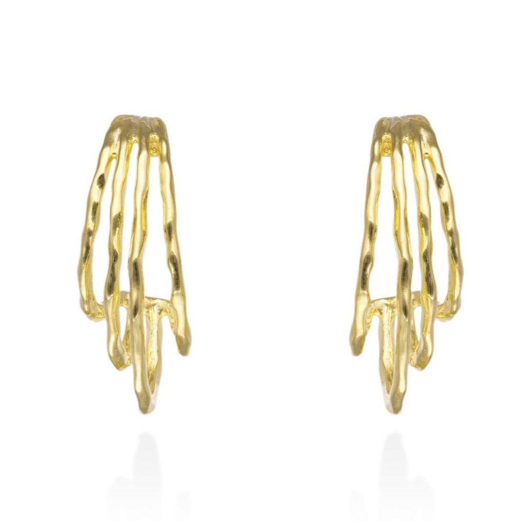 Pendientes de plata de primera ley (925) chapada en oro amarillo de 18 quilates