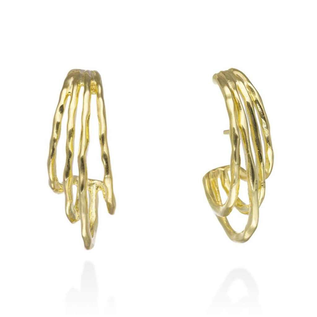 Pendientes de plata de primera ley (925) chapada en oro amarillo de 18 quilates