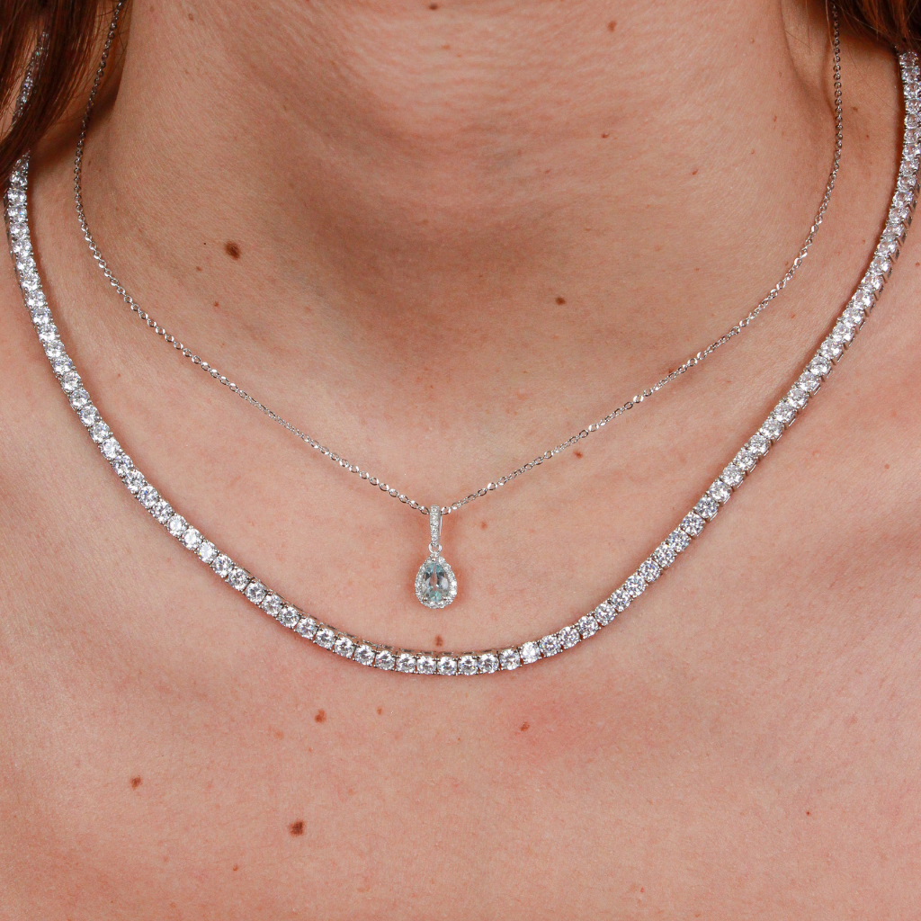 Collar riviere oro blanco 18 quilates con diamantes joyería pamplona