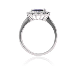anillo compromiso lady di zafiro con diamantes en oro blanco 18kt joyería pamplona