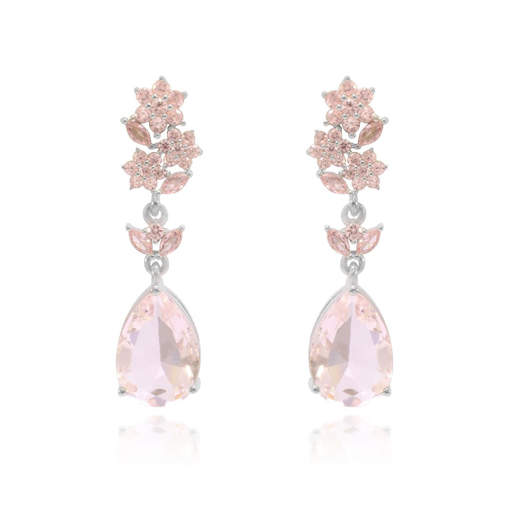 pendientes de novia en plata y circonita rosa joyería pamplona