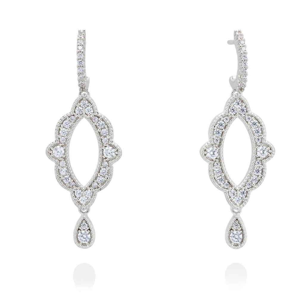 Pendientes de plata de primera ley (925) con baño de rodio con circonita incolora