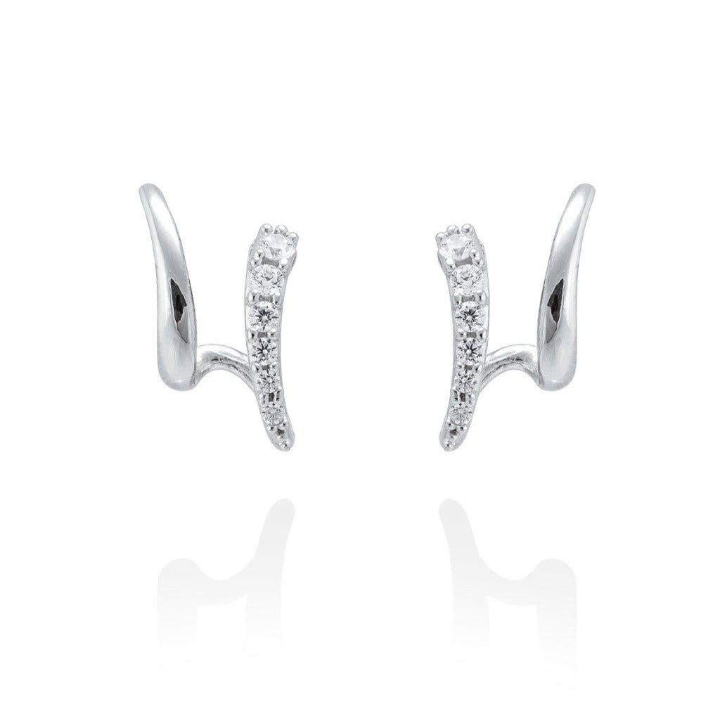 Pendientes de plata de primera ley (925) con baño de rodio con circonita blanca