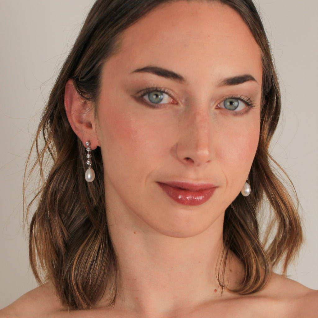 Pendientes de plata 925 con circonitas y perla