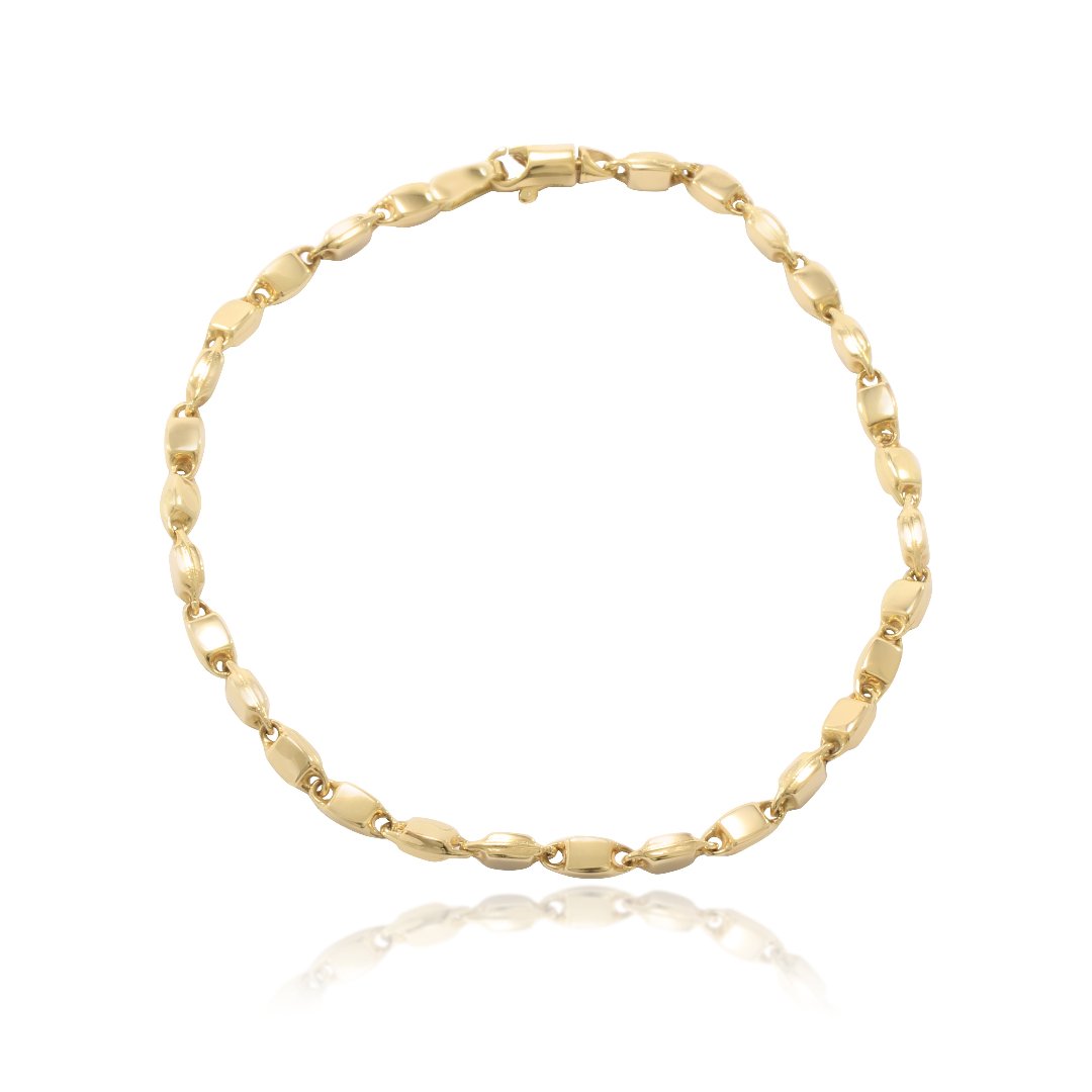 Pulsera realiza en oro amarillo 18 quilates con pepitas ovales