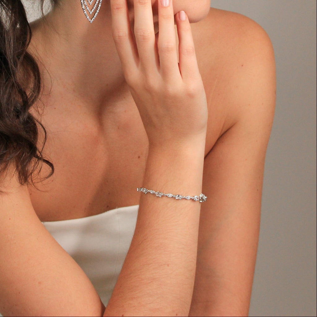 Pulsera de novia en plata de primera ley con circonitas