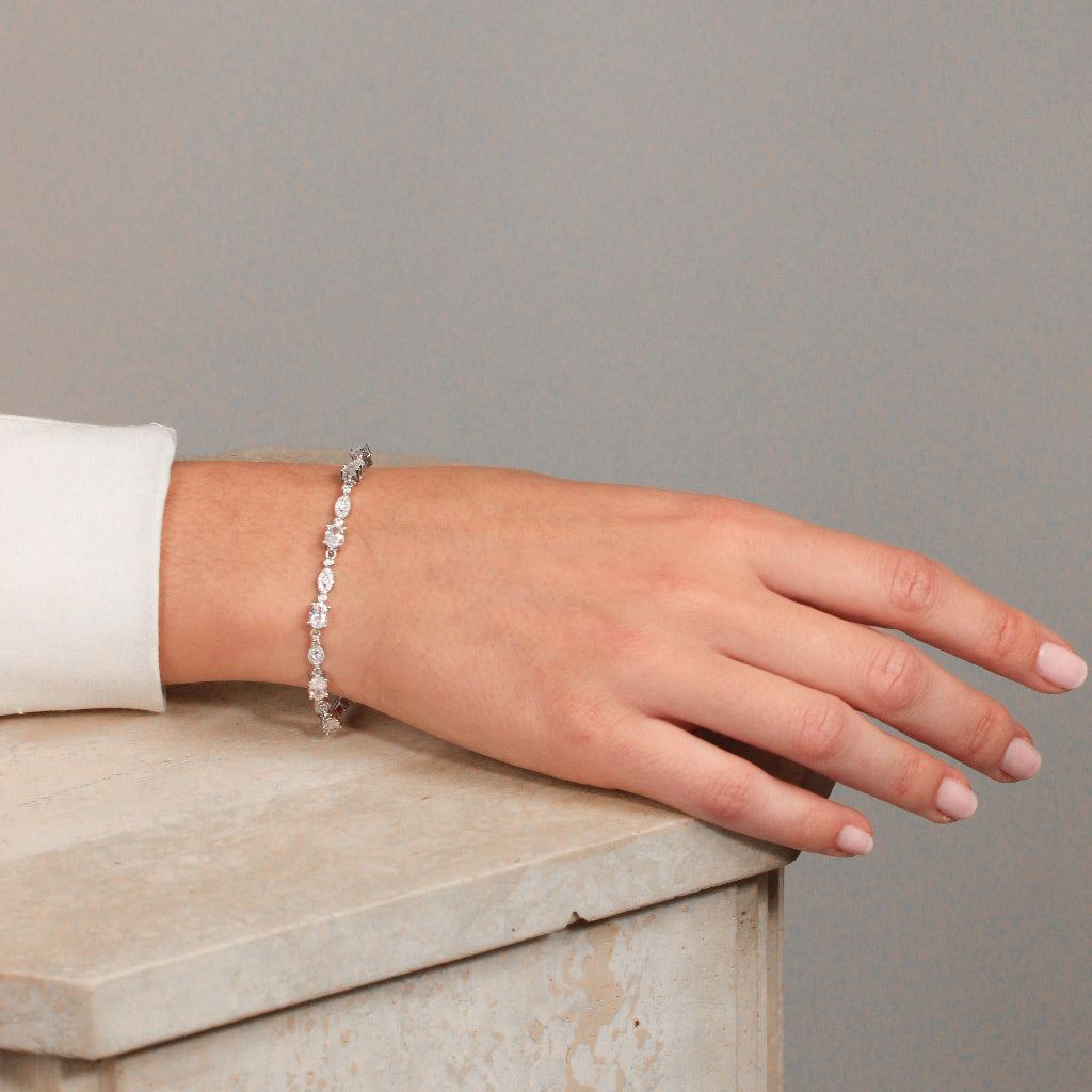 Pulsera de novia en plata de primera ley y circonitas 