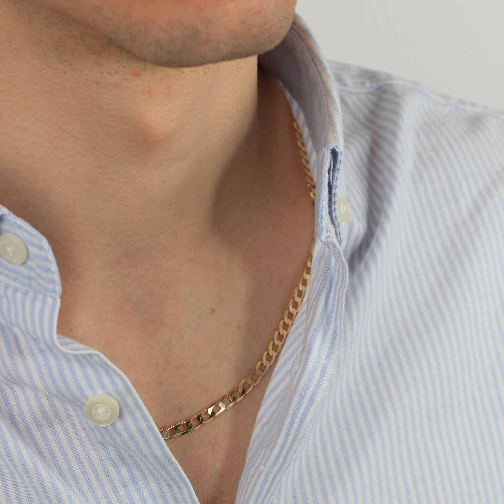 Cadena barbada de oro amarillo de 18 quilates para hombre.