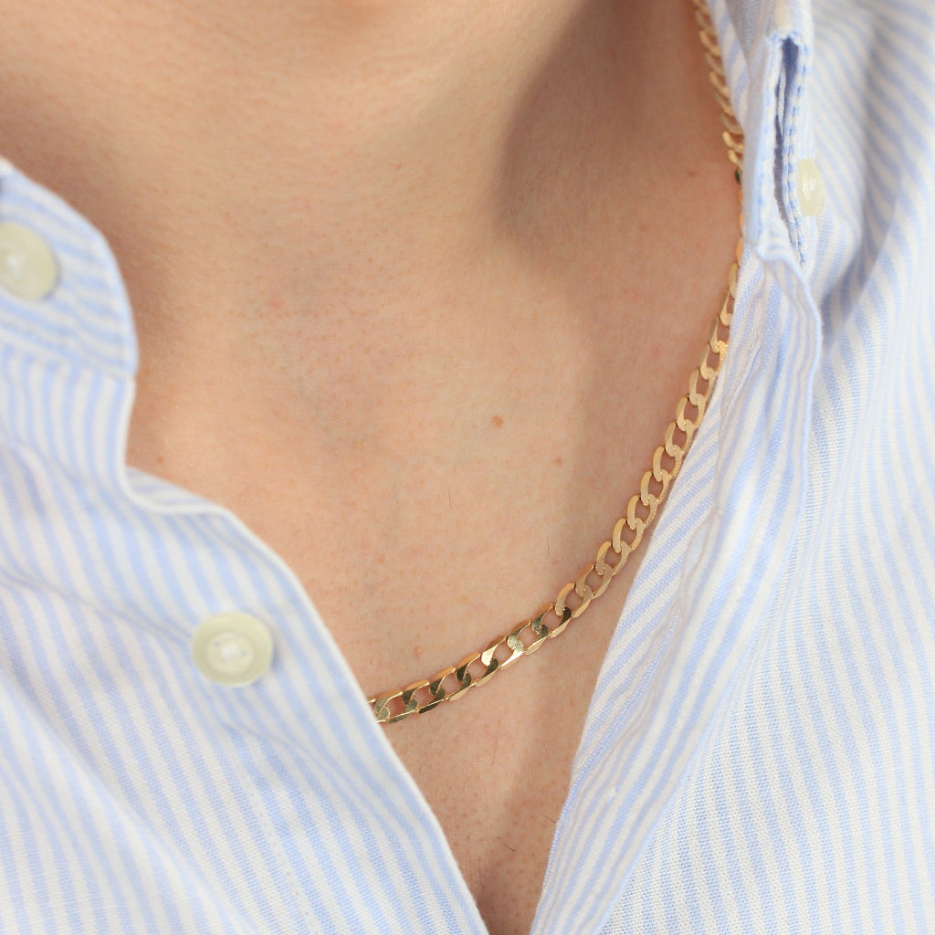 Cadena barbada de oro amarillo de 18 quilates para hombre.