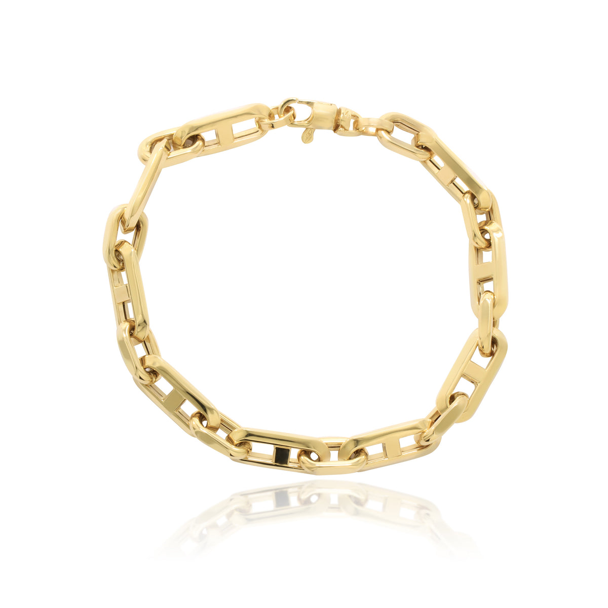 Pulsera cadena de ancla realizada en oro amarillo de 18 quilates