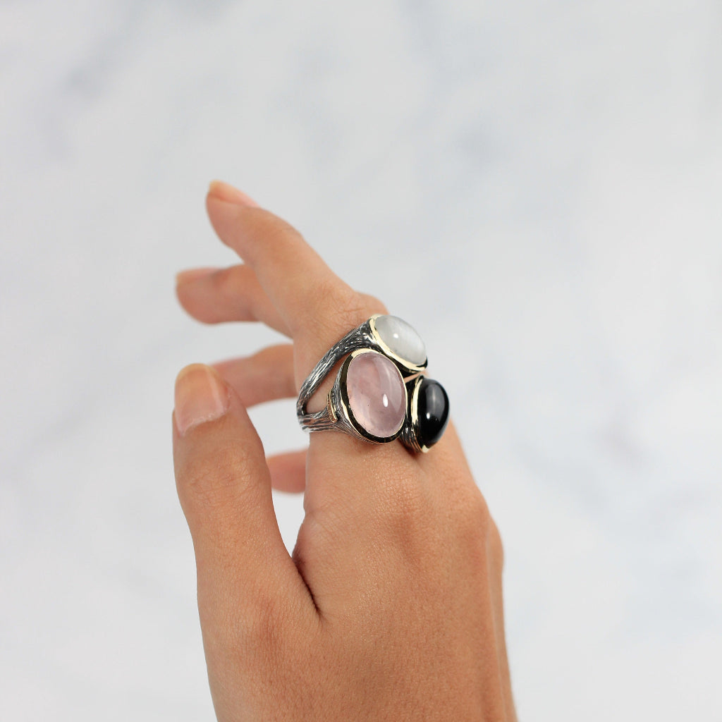 Anillo de plata de primera ley con oro de 9k