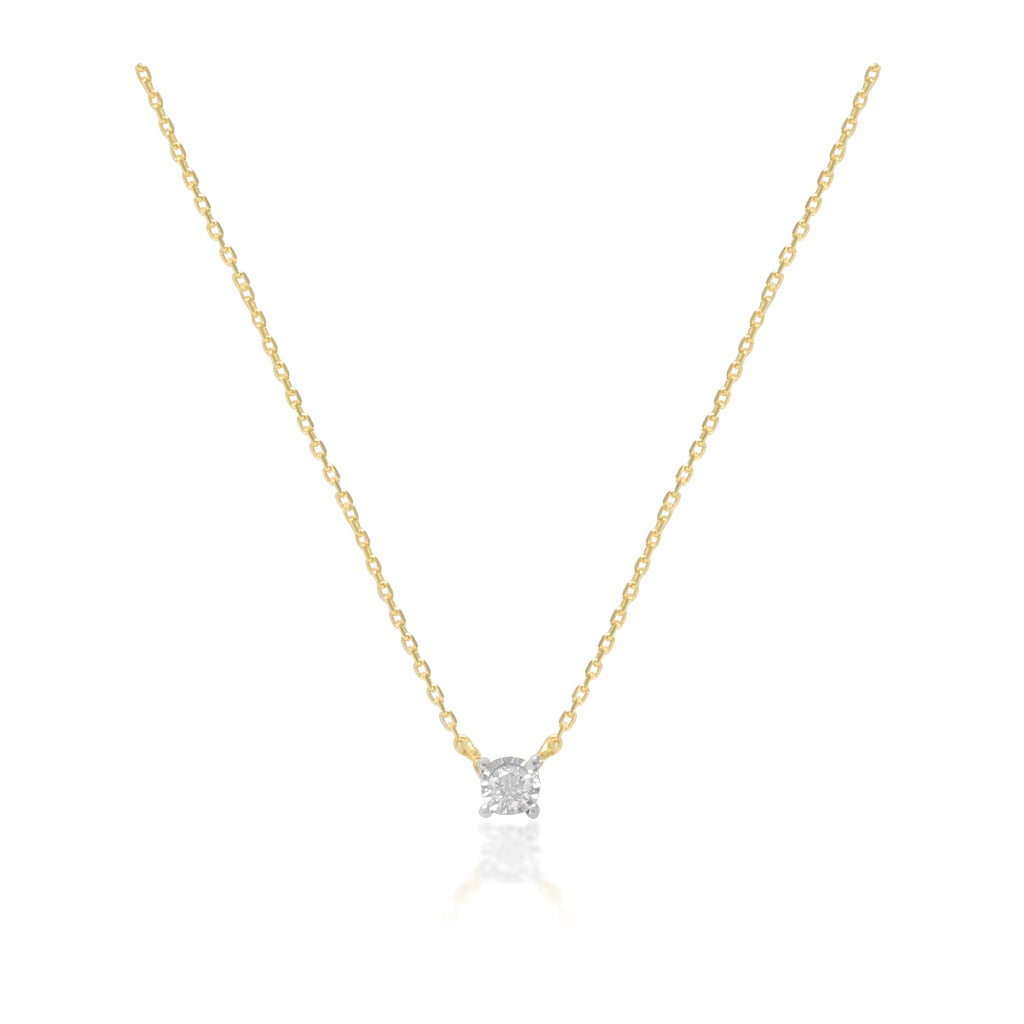 Collar realizado en oro amarillo de 18 quilates con un diamante. Joyería Pamplona