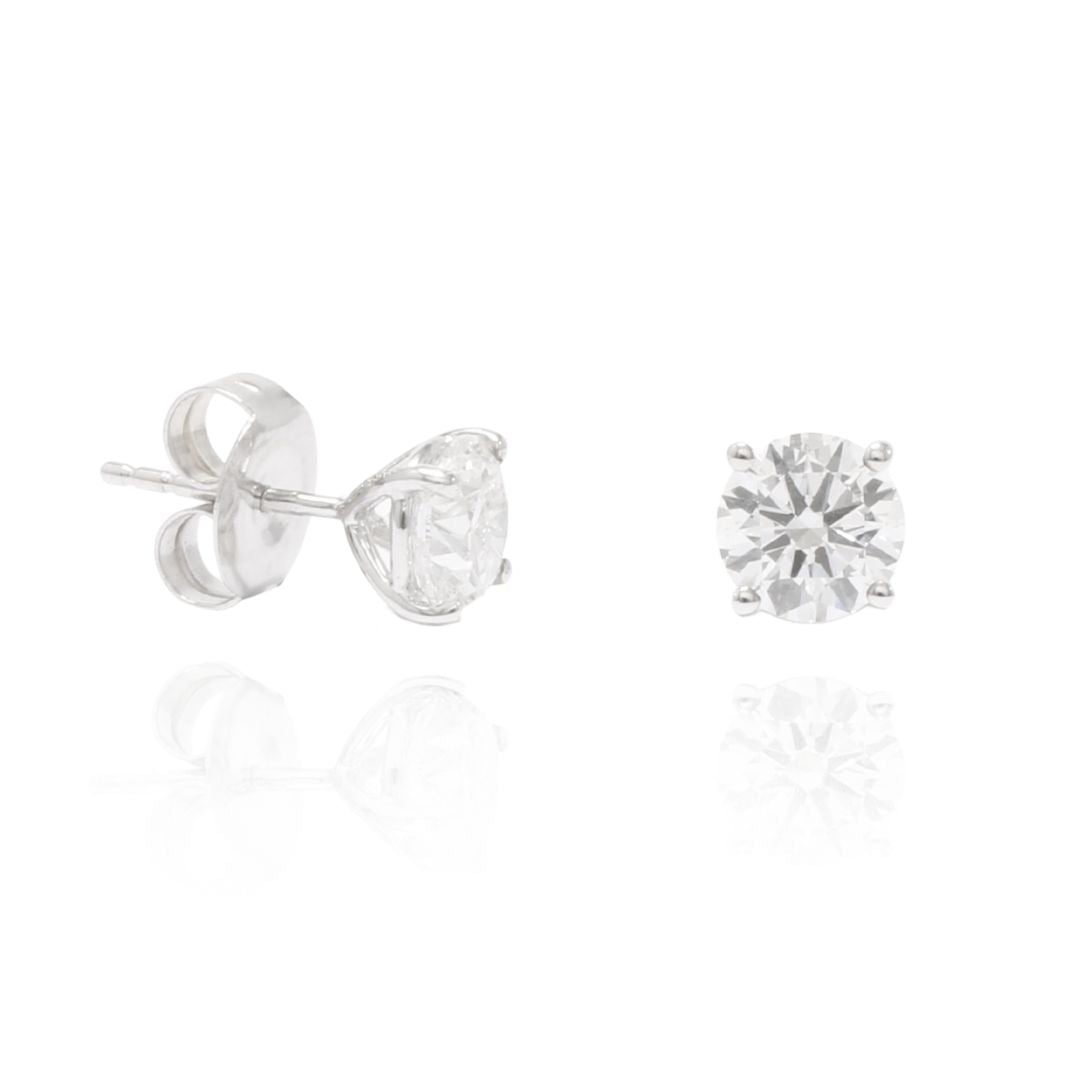 Pendientes solitario oro blanco 18k diamante creado