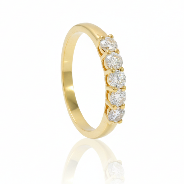 Anillo Carril Garras oro amarillo 18k con diamantes