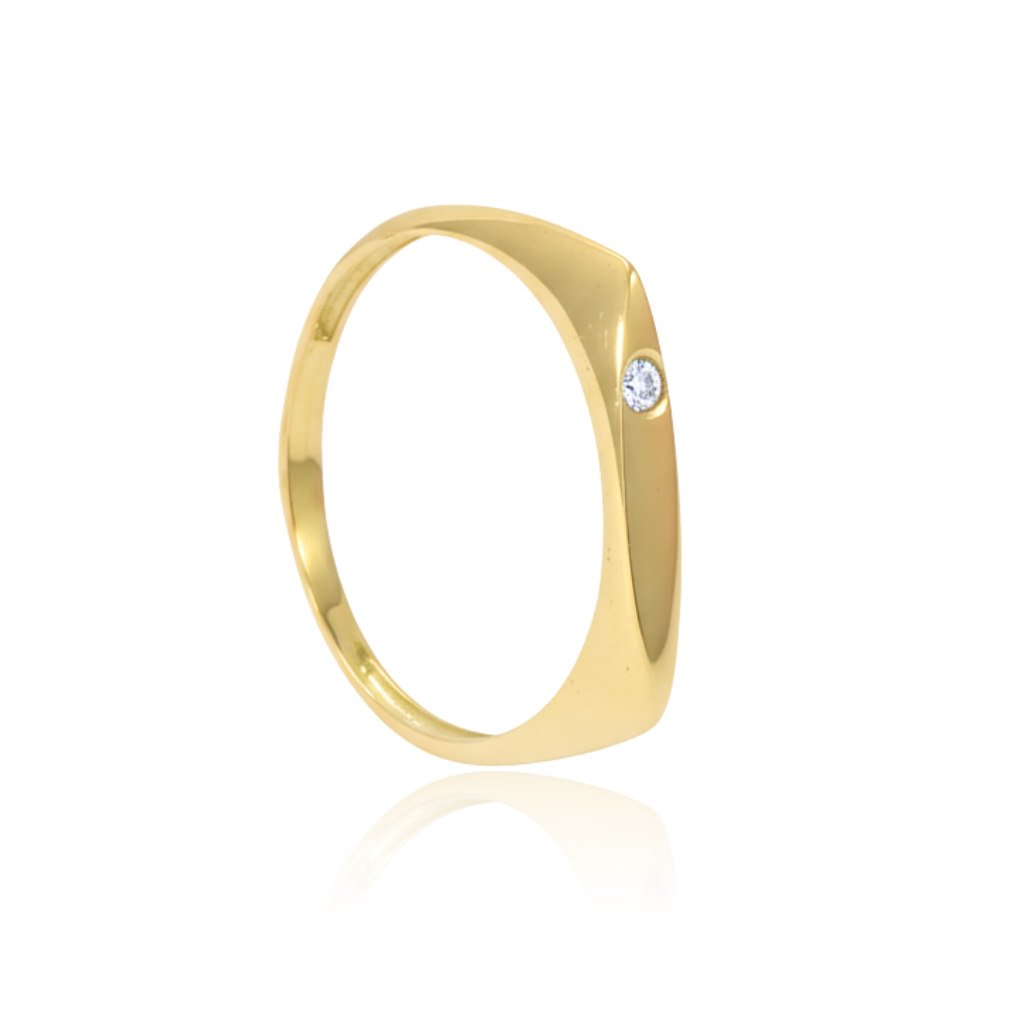 Sortija oro amarillo minimalista con diamante