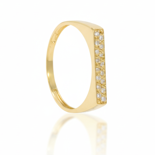Anillo minimalista Pamplona. Oro amarillo de 18k con diamantes