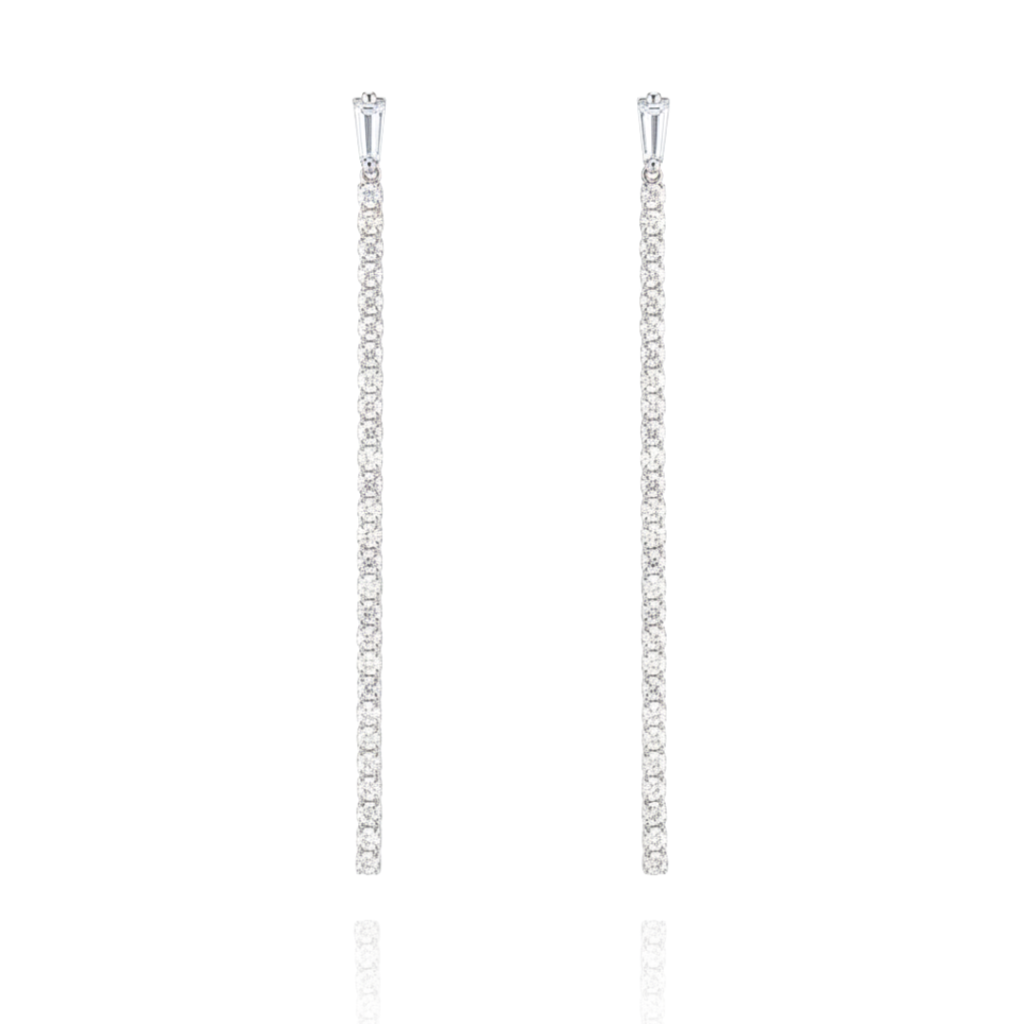 Pendientes largos de novia con caida de circonitas incoloras