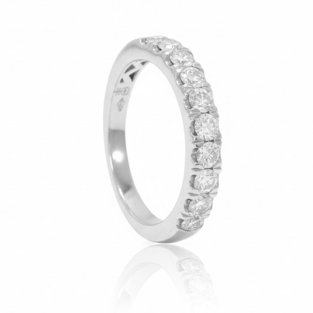 Sortija media alianza de platino 950 con diamantes certificados