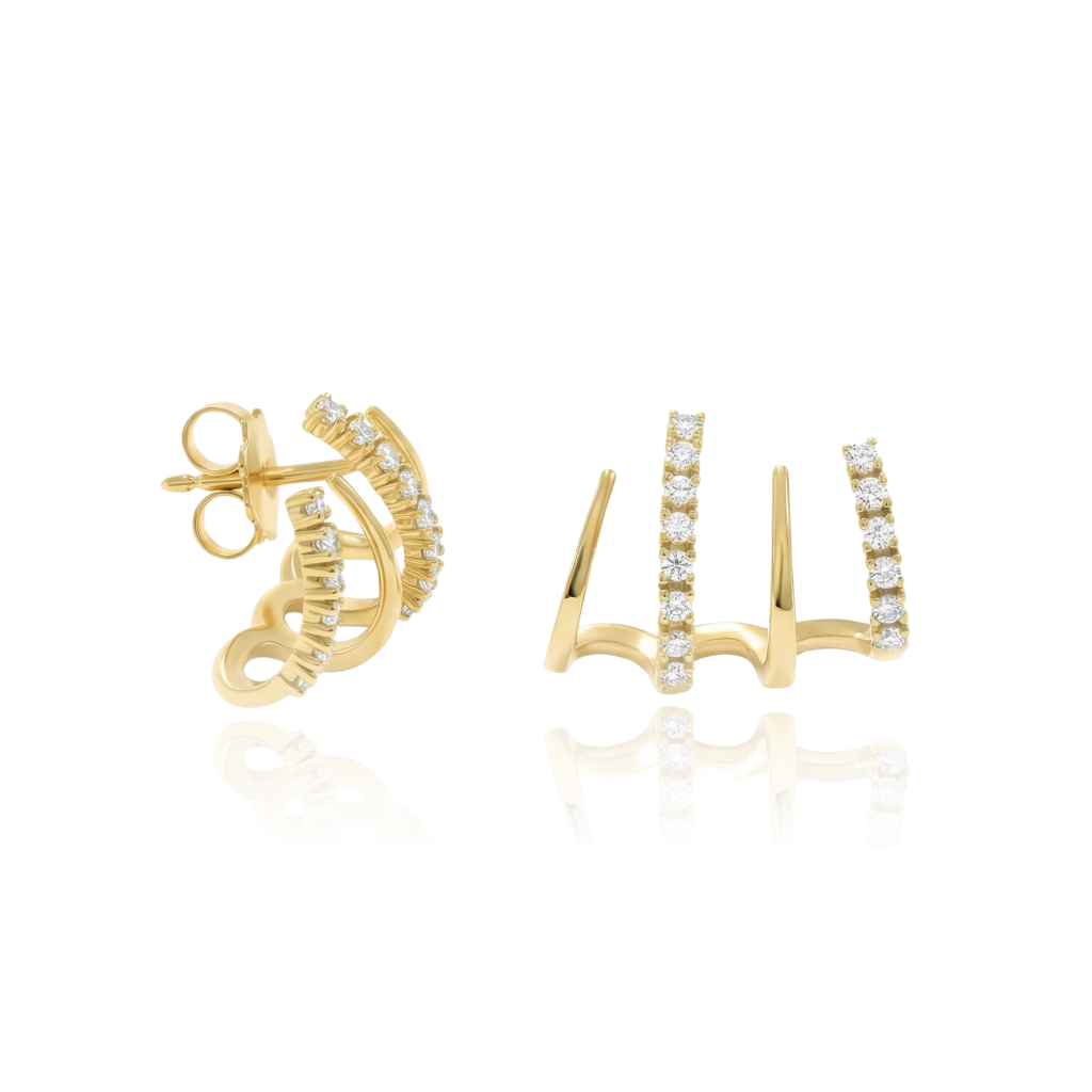 pendientes trepadores garras oro amarillo de 18 quilates y diamantes