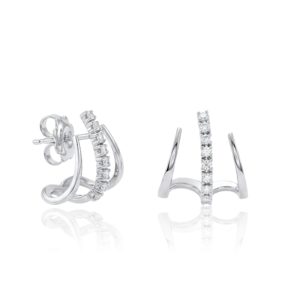 Pendientes trepadores oro blanco con diamantes