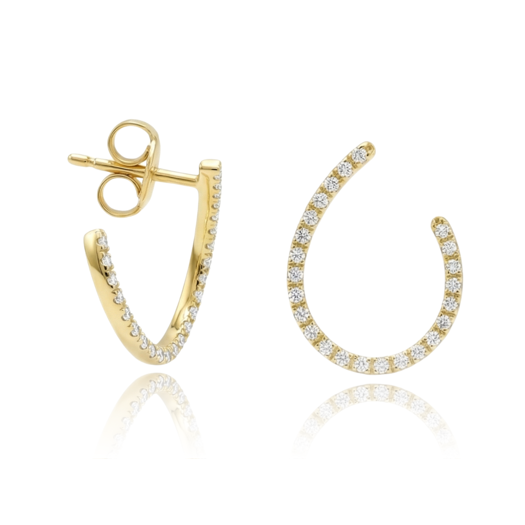 Pendientes oro amarillo de 18 quilates aro abierto con diamantes
