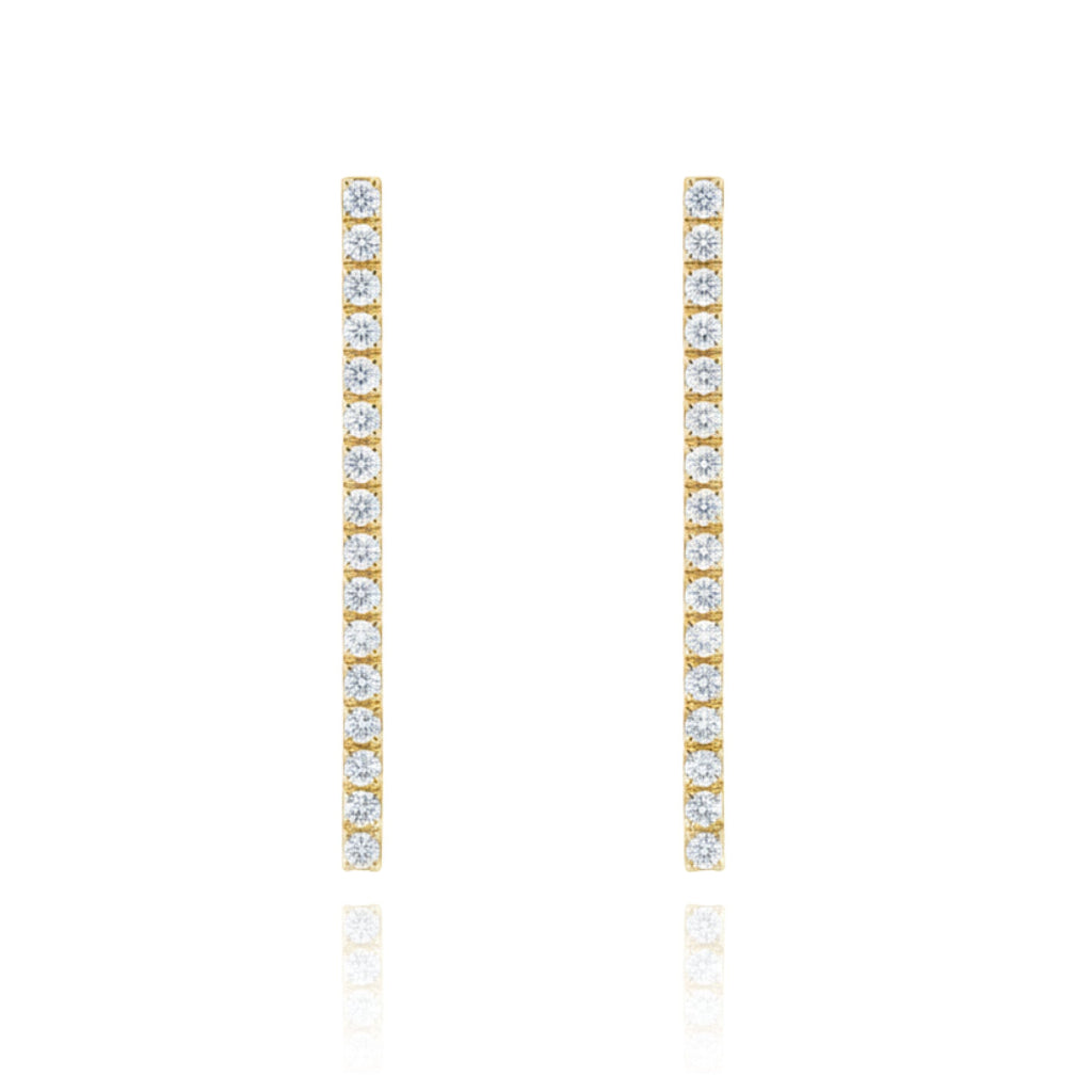Pendientes riviere oro amarillo de 18 quilates con diamantes