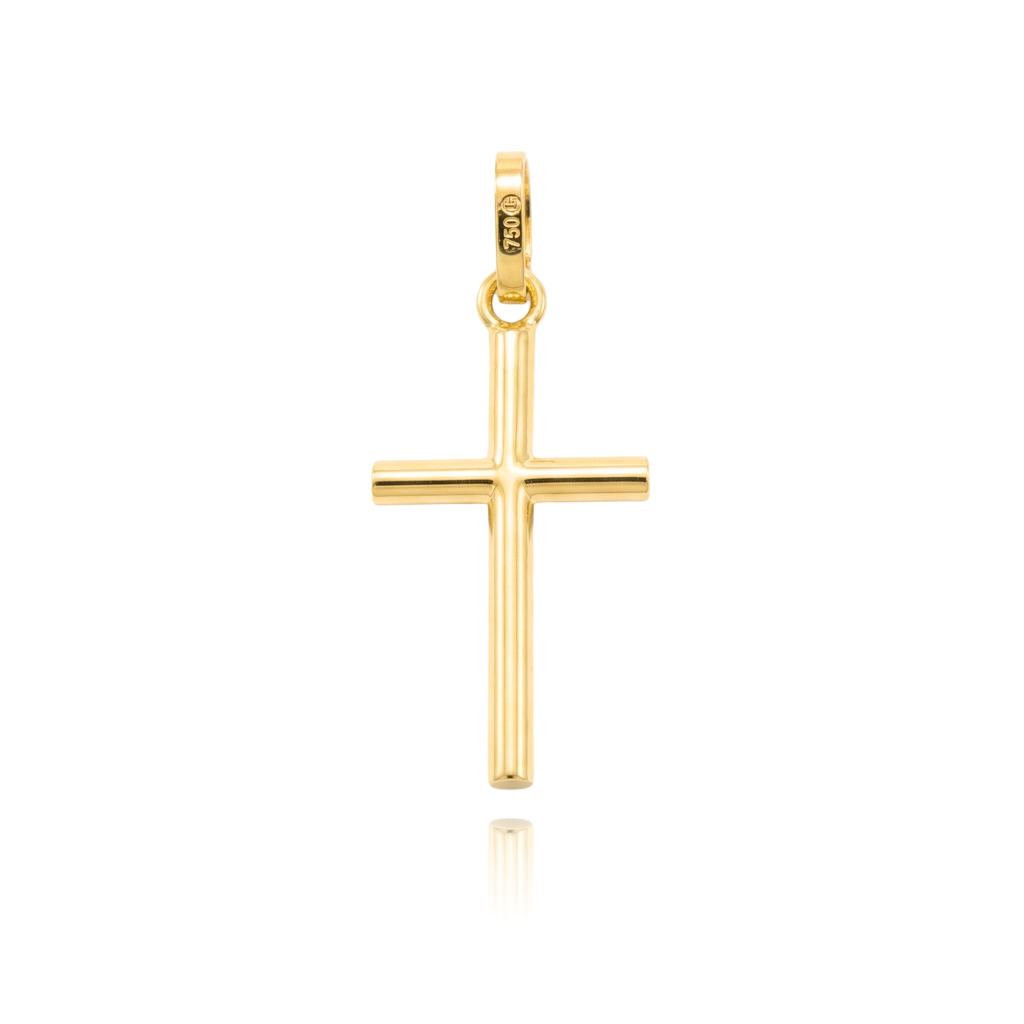 Cruz Oro Amarillo 18k estilo tubo