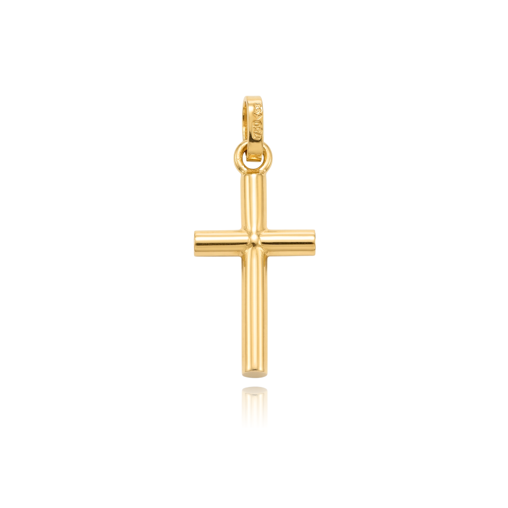 Cruz de oro amarillo 18k tubo